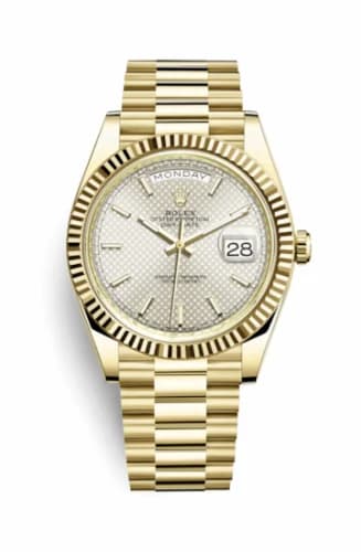 Rolex Day-Date 40 Yellow Gold / Silver Diagonal 228238-0008 — фото часов Rolex Day-Date 40 Yellow Gold / Silver Diagonal 228238-0008 — фото часов