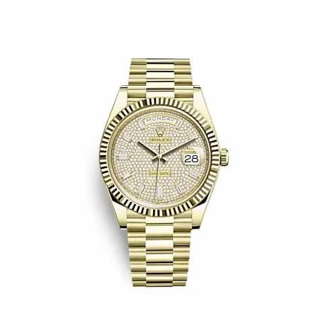 Rolex Day-Date 40 Yellow Gold - Fluted / Paved 228238-0054 — фото часов Rolex Day-Date 40 Yellow Gold - Fluted / Paved 228238-0054 — фото часов