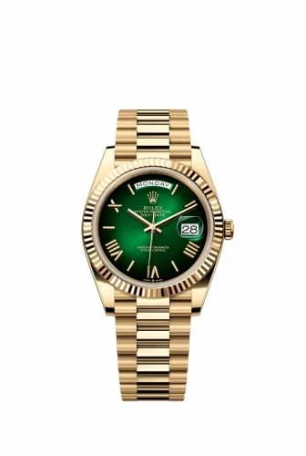 Rolex Day-Date 40 Yellow Gold - Fluted / Green - Ombré 228238-0069