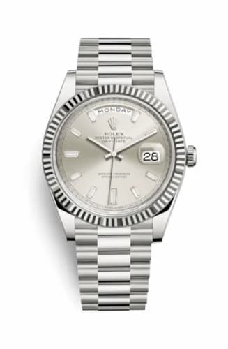 Rolex Day-Date 40 White Gold / Silver - Baguette 228239-0003 — фото часов Rolex Day-Date 40 White Gold / Silver - Baguette 228239-0003 — фото часов
