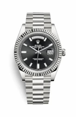 Rolex Day-Date 40 White Gold / Black - Baguette 228239-0005 — фото часов Rolex Day-Date 40 White Gold / Black - Baguette 228239-0005 — фото часов