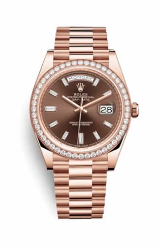 Rolex Day-Date 40 Everose - Diamond / Chocolate - Baguette 228345rbr-0006 — фото часов Rolex Day-Date 40 Everose - Diamond / Chocolate - Baguette 228345rbr-0006 — фото часов