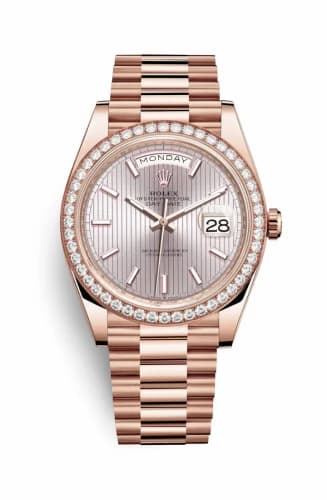 Rolex Day-Date 40 Everose / Diamond / Sundust - Stripe Motif 228345rbr-0010 — фото часов Rolex Day-Date 40 Everose / Diamond / Sundust - Stripe Motif 228345rbr-0010 — фото часов