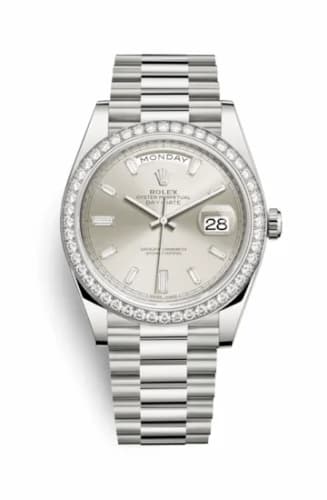 Rolex Day-Date 40 White Gold - Diamond / Silver - Baguette 228349rbr-0001 — фото часов Rolex Day-Date 40 White Gold - Diamond / Silver - Baguette 228349rbr-0001 — фото часов