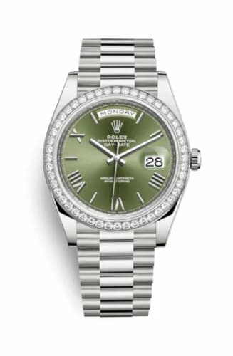Rolex Day-Date 40 White Gold - Diamond / Green Roman 228349rbr-0030 — фото часов Rolex Day-Date 40 White Gold - Diamond / Green Roman 228349rbr-0030 — фото часов