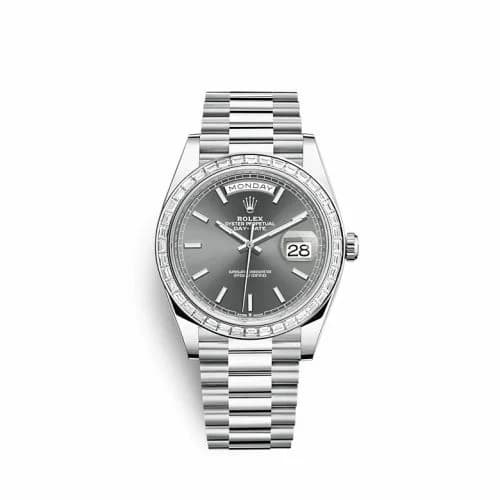 Rolex Day-Date 40 Platinum - Baguette / Grey 228396TBR-0031 — фото часов Rolex Day-Date 40 Platinum - Baguette / Grey 228396TBR-0031 — фото часов