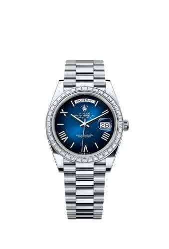 Rolex Day-Date 40 Platinum - Baguette / Blue Ombré 228396TBR-0042 — фото часов Rolex Day-Date 40 Platinum - Baguette / Blue Ombré 228396TBR-0042 — фото часов