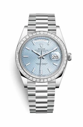 Rolex Day-Date 40 Platinum - Baguette / Ice Blue Diagonal 228396tbr-0001 — фото часов Rolex Day-Date 40 Platinum - Baguette / Ice Blue Diagonal 228396tbr-0001 — фото часов