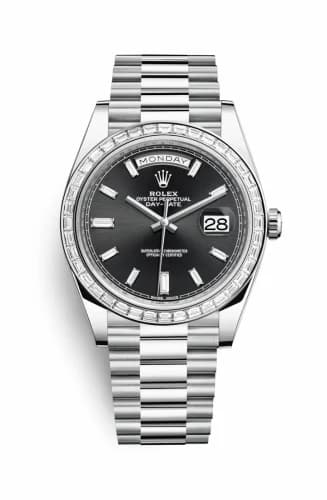 Rolex Day-Date 40 Platinum - Baguette / Black Baguette 228396tbr-0012 — фото часов Rolex Day-Date 40 Platinum - Baguette / Black Baguette 228396tbr-0012 — фото часов
