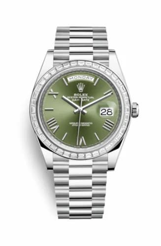 Rolex Day-Date 40 Platinum - Baguette / Green Roman 228396tbr-0020 — фото часов Rolex Day-Date 40 Platinum - Baguette / Green Roman 228396tbr-0020 — фото часов