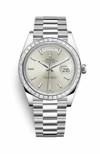 Rolex Day-Date 40 Platinum - Baguette / Silver Tuxedo 228396tbr-0022 — фото часов Rolex Day-Date 40 Platinum - Baguette / Silver Tuxedo 228396tbr-0022 — фото часов