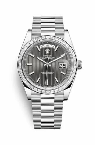 Rolex Day-Date 40 Platinum - Baguette / Grey Tuxedo 228396tbr-0023 — фото часов Rolex Day-Date 40 Platinum - Baguette / Grey Tuxedo 228396tbr-0023 — фото часов
