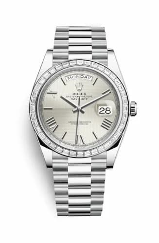 Rolex Day-Date 40 Platinum - Baguette / Silver Quadrant 228396tbr-0025 — фото часов Rolex Day-Date 40 Platinum - Baguette / Silver Quadrant 228396tbr-0025 — фото часов