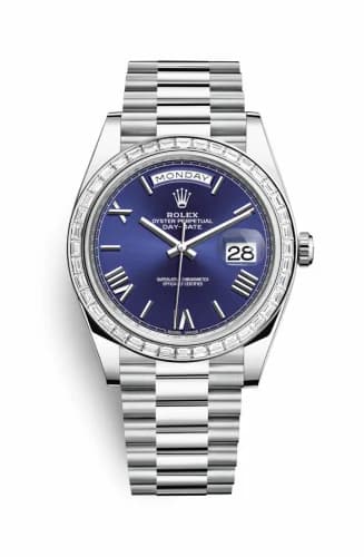 Rolex Day-Date 40 Platinum - Baguette / Blue Roman 228396tbr-0026 — фото часов Rolex Day-Date 40 Platinum - Baguette / Blue Roman 228396tbr-0026 — фото часов