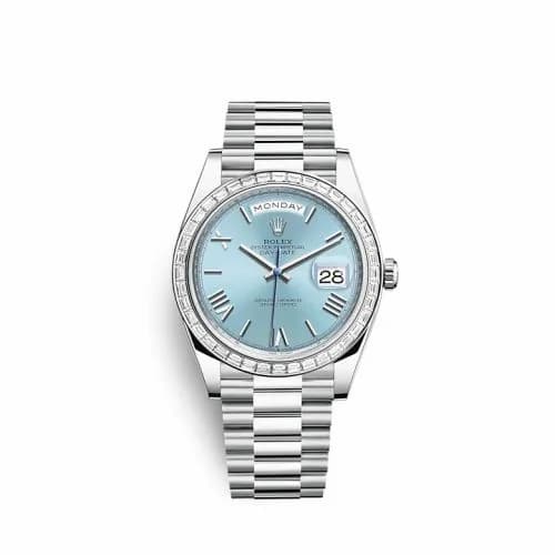 Rolex Day-Date 40 Platinum - Baguette / Ice Blue - Roman 228396tbr-0030 — фото часов Rolex Day-Date 40 Platinum - Baguette / Ice Blue - Roman 228396tbr-0030 — фото часов