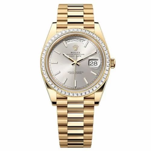 Rolex Day-Date 40 Yellow Gold - Baguette / Silver 228398TBR-0040 — фото часов Rolex Day-Date 40 Yellow Gold - Baguette / Silver 228398TBR-0040 — фото часов