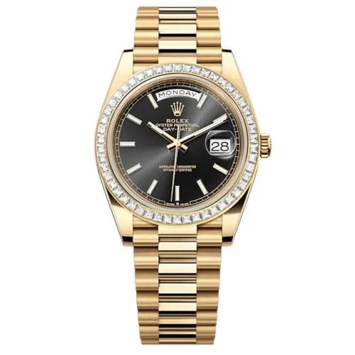 Rolex Day-Date 40 Yellow Gold - Baguette / Black 228398TBR-0041 — фото часов Rolex Day-Date 40 Yellow Gold - Baguette / Black 228398TBR-0041 — фото часов
