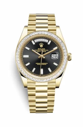 Rolex Day-Date 40 Yellow Gold - Baguette / Black - Baguette 228398tbr-0001 — фото часов Rolex Day-Date 40 Yellow Gold - Baguette / Black - Baguette 228398tbr-0001 — фото часов