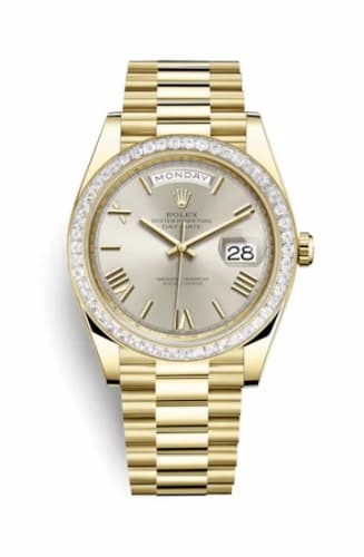 Rolex Day-Date 40 Yellow Gold - Baguette / Silver - Roman 228398tbr-0006 — фото часов Rolex Day-Date 40 Yellow Gold - Baguette / Silver - Roman 228398tbr-0006 — фото часов