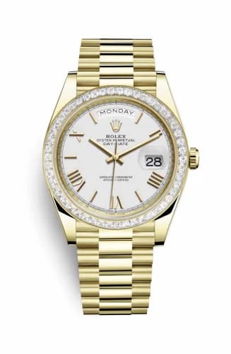 Rolex Day-Date 40 Yellow Gold - Baguette / White - Roman 228398tbr-0033 — фото часов Rolex Day-Date 40 Yellow Gold - Baguette / White - Roman 228398tbr-0033 — фото часов
