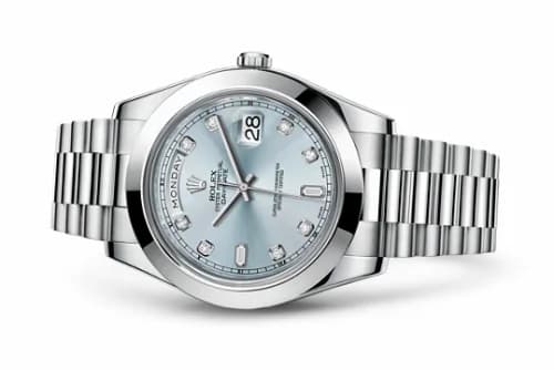 Rolex Day-Date II Platinum Silver Diamonds 218206-0009