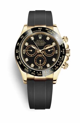 Rolex Cosmograph Daytona Yellow Gold / Cerachrom / Black-Diamond / Oysterflex 116518LN-0038 — фото часов Rolex Cosmograph Daytona Yellow Gold / Cerachrom / Black-Diamond / Oysterflex 116518LN-0038 — фото часов