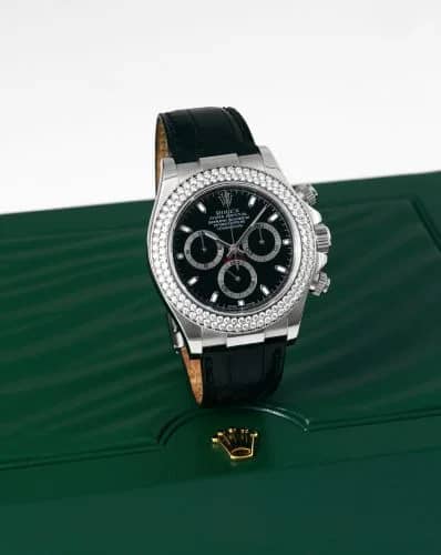 Rolex Daytona White Gold Double Row Strap Black 116589rbr-0001