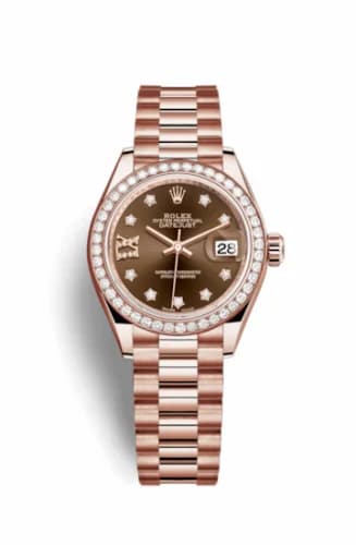 Rolex Lady-Datejust 28 Everose Diamond / President / Chocolate Diamond 279135rbr-0001 — фото часов Rolex Lady-Datejust 28 Everose Diamond / President / Chocolate Diamond 279135rbr-0001 — фото часов