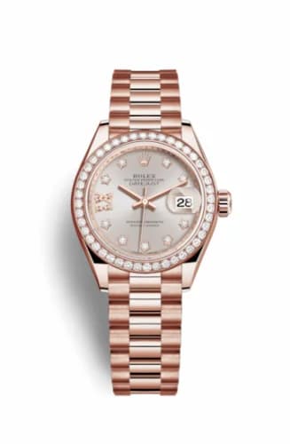 Rolex Lady-Datejust 28 Everose Diamond / President / Sundust Diamond 279135rbr-0003 — фото часов Rolex Lady-Datejust 28 Everose Diamond / President / Sundust Diamond 279135rbr-0003 — фото часов