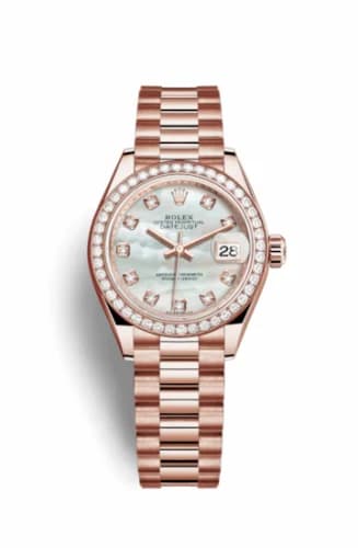 Rolex Lady-Datejust 28 Everose Diamond / President / MOP 279135rbr-0010 — фото часов Rolex Lady-Datejust 28 Everose Diamond / President / MOP 279135rbr-0010 — фото часов