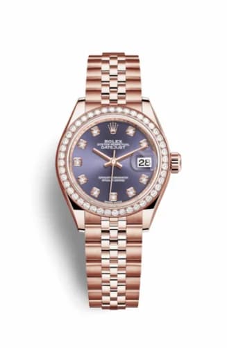Rolex Lady-Datejust 28 Everose Diamond / Jubilee / Aubergine 279135rbr-0011 — фото часов Rolex Lady-Datejust 28 Everose Diamond / Jubilee / Aubergine 279135rbr-0011 — фото часов
