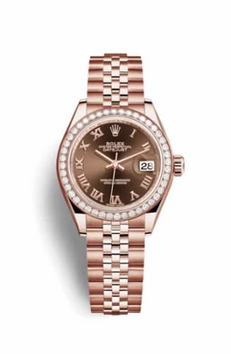 Rolex Lady-Datejust 28 Everose Diamond / Jubilee / Chocolate Roman 279135rbr-0012 — фото часов Rolex Lady-Datejust 28 Everose Diamond / Jubilee / Chocolate Roman 279135rbr-0012 — фото часов