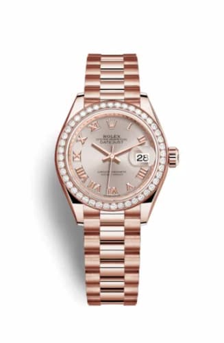 Rolex Lady-Datejust 28 Everose Diamond / President / Sundust Roman 279135rbr-0013 — фото часов Rolex Lady-Datejust 28 Everose Diamond / President / Sundust Roman 279135rbr-0013 — фото часов