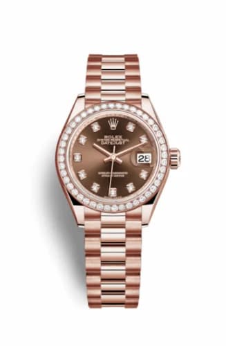 Rolex Lady-Datejust 28 Everose Diamond / President / Chocolate Diamond 279135rbr-0017 — фото часов Rolex Lady-Datejust 28 Everose Diamond / President / Chocolate Diamond 279135rbr-0017 — фото часов