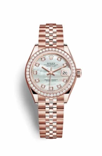 Rolex Lady-Datejust 28 Everose Diamond / Jubilee / MOP 279135rbr-0019 — фото часов Rolex Lady-Datejust 28 Everose Diamond / Jubilee / MOP 279135rbr-0019 — фото часов