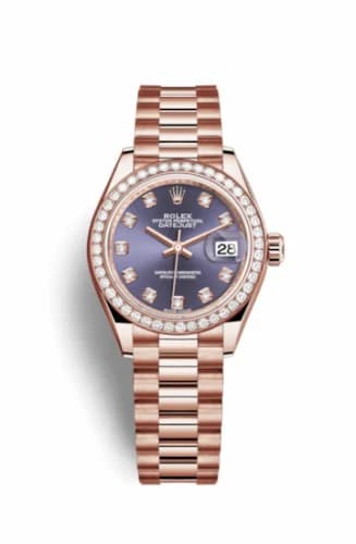 Rolex Lady-Datejust 28 Everose Diamond / President / Aubergine 279135rbr-0020 — фото часов Rolex Lady-Datejust 28 Everose Diamond / President / Aubergine 279135rbr-0020 — фото часов
