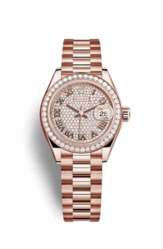 Rolex Lady-Datejust 28 Everose Diamond / President / Paved Roman 279135rbr-0021 — фото часов Rolex Lady-Datejust 28 Everose Diamond / President / Paved Roman 279135rbr-0021 — фото часов