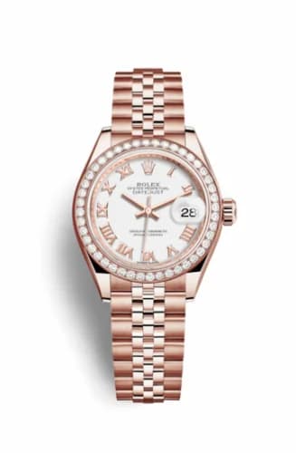 Rolex Lady-Datejust 28 Everose Diamond / Jubilee / White Roman 279135rbr-0024 — фото часов Rolex Lady-Datejust 28 Everose Diamond / Jubilee / White Roman 279135rbr-0024 — фото часов