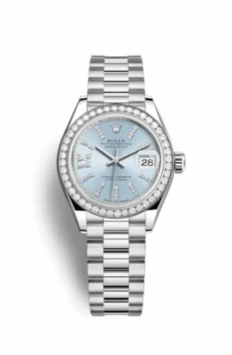 Rolex Lady-Datejust 28 Platinum Diamond / President / Ice Blue Diamonds 279136rbr-0001 — фото часов Rolex Lady-Datejust 28 Platinum Diamond / President / Ice Blue Diamonds 279136rbr-0001 — фото часов