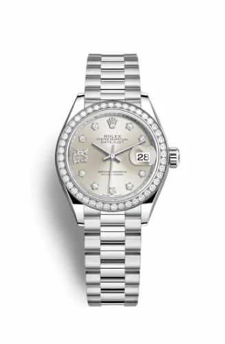 Rolex Lady-Datejust 28 Platinum Diamond / President / Silver Diamonds 279136rbr-0003 — фото часов Rolex Lady-Datejust 28 Platinum Diamond / President / Silver Diamonds 279136rbr-0003 — фото часов