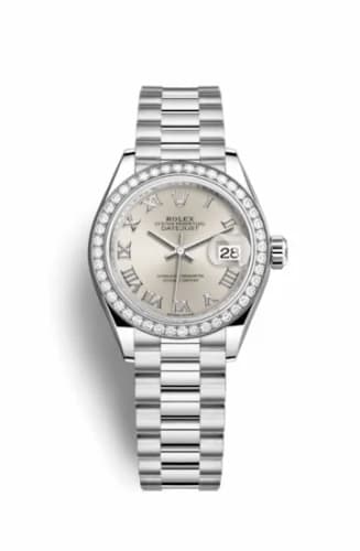 Rolex Lady-Datejust 28 Platinum Diamond / President / Silver Roman 279136rbr-0007 — фото часов Rolex Lady-Datejust 28 Platinum Diamond / President / Silver Roman 279136rbr-0007 — фото часов