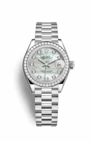 Rolex Lady-Datejust 28 Platinum Diamond / President / MOP 279136rbr-0008 — фото часов Rolex Lady-Datejust 28 Platinum Diamond / President / MOP 279136rbr-0008 — фото часов