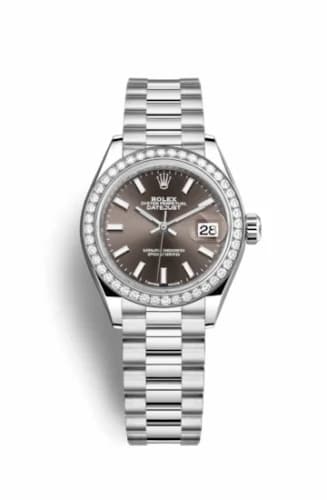 Rolex Lady-Datejust 28 Platinum Diamond / President / Dark Grey 279136rbr-0009 — фото часов Rolex Lady-Datejust 28 Platinum Diamond / President / Dark Grey 279136rbr-0009 — фото часов
