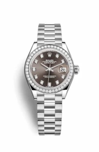 Rolex Lady-Datejust 28 Platinum Diamond / President / Grey Diamonds 279136rbr-0011 — фото часов Rolex Lady-Datejust 28 Platinum Diamond / President / Grey Diamonds 279136rbr-0011 — фото часов