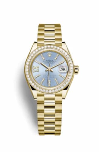 Rolex Lady-Datejust 28 Yellow Gold Diamond / President / Cornflower Diamonds 279138rbr-0008 — фото часов Rolex Lady-Datejust 28 Yellow Gold Diamond / President / Cornflower Diamonds 279138rbr-0008 — фото часов