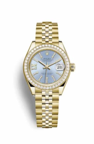 Rolex Lady-Datejust 28 Yellow Gold Diamond / Jubilee / Cornflower Diamonds 279138rbr-0009 — фото часов Rolex Lady-Datejust 28 Yellow Gold Diamond / Jubilee / Cornflower Diamonds 279138rbr-0009 — фото часов