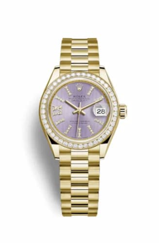 Rolex Lady-Datejust 28 Yellow Gold Diamond / President / Lilac Diamonds 279138rbr-0010 — фото часов Rolex Lady-Datejust 28 Yellow Gold Diamond / President / Lilac Diamonds 279138rbr-0010 — фото часов