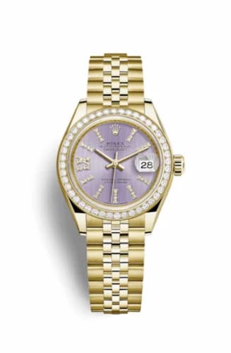 Rolex Lady-Datejust 28 Yellow Gold Diamond / Jubilee / Lilac Diamonds 279138rbr-0011 — фото часов Rolex Lady-Datejust 28 Yellow Gold Diamond / Jubilee / Lilac Diamonds 279138rbr-0011 — фото часов