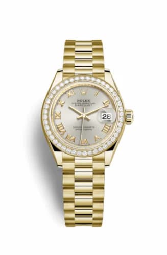 Rolex Lady-Datejust 28 Yellow Gold Diamond / President / Silver Roman 279138rbr-0017 — фото часов Rolex Lady-Datejust 28 Yellow Gold Diamond / President / Silver Roman 279138rbr-0017 — фото часов
