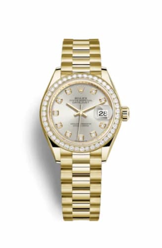 Rolex Lady-Datejust 28 Yellow Gold Diamond / President / Silver Diamond 279138rbr-0019 — фото часов Rolex Lady-Datejust 28 Yellow Gold Diamond / President / Silver Diamond 279138rbr-0019 — фото часов